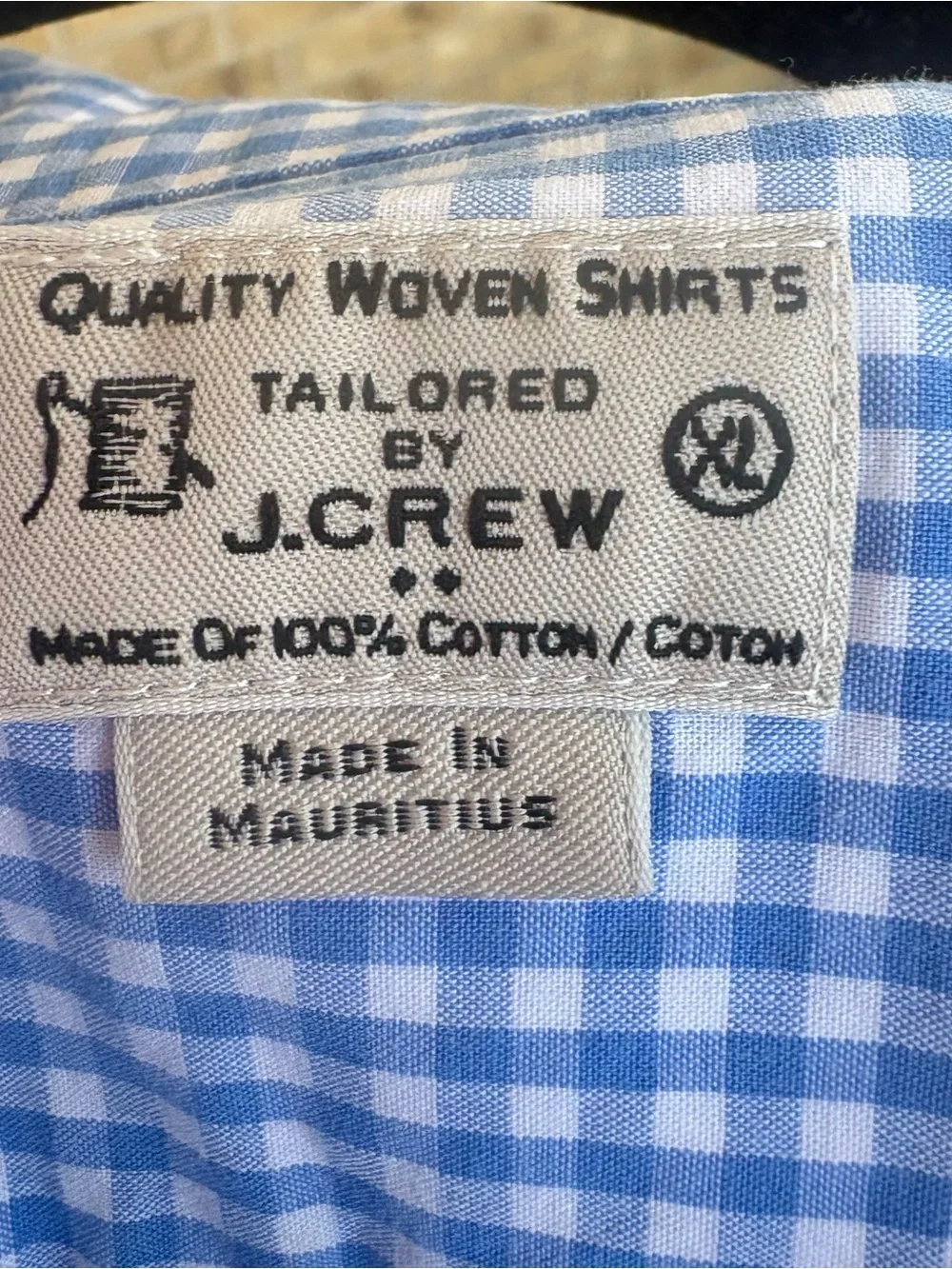 Classic Men's Blue Gingham Popover Button-Down Shirt